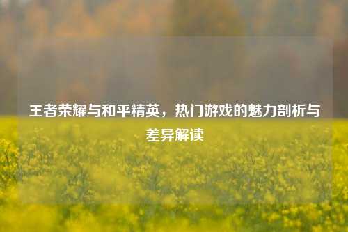 王者荣耀与和平精英，热门游戏的魅力剖析与差异解读