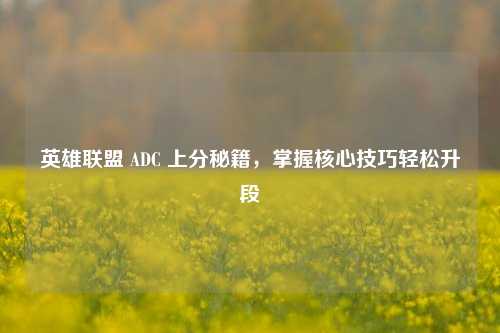 英雄联盟 ADC 上分秘籍，掌握核心技巧轻松升段