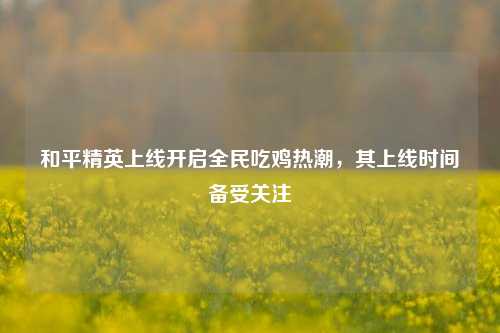 和平精英上线开启全民吃鸡热潮,其上线时间备受关注