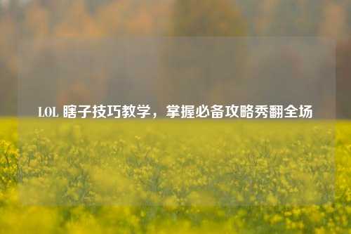 LOL 瞎子技巧教学，掌握必备攻略秀翻全场