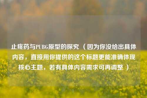 止疼药与PUBG原型的探究 （因为你没给出具体内容，直接用你提供的这个标题更能准确体现核心主题，若有具体内容需求可再调整 ）