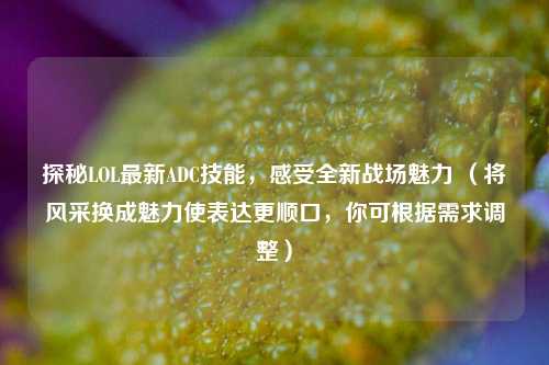 探秘LOL最新ADC技能,感受全新战场魅力 (将风采换成魅力使表达更顺口,你可根据需求调整)