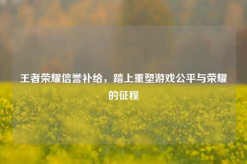 王者荣耀信誉补给，踏上重塑游戏公平与荣耀的征程