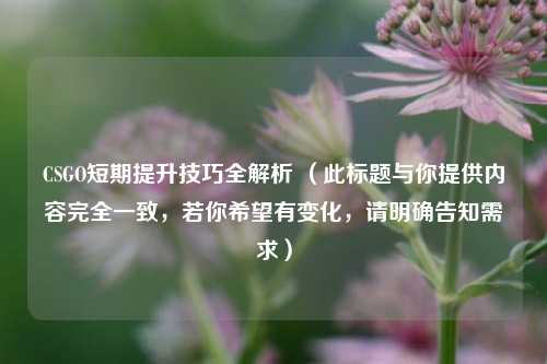 CSGO短期提升技巧全解析 （此标题与你提供内容完全一致，若你希望有变化，请明确告知需求）