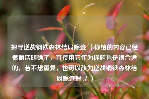 探寻逆战钢铁森林结局踪迹 (你给的内容已经很简洁明确了,直接用它作为标题也是很合适的,若不想重复,也可以改为逆战钢铁森林结局踪迹探寻 )