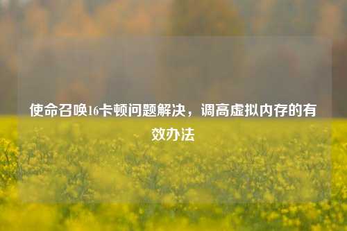 使命召唤16卡顿问题解决,调高虚拟内存的有效办法