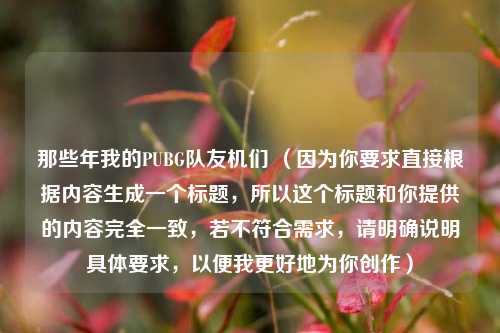 那些年我的PUBG队友机们 (因为你要求直接根据内容生成一个标题,所以这个标题和你提供的内容完全一致,若不符合需求,请明确说明具体要求,以便我更好地为你创作)