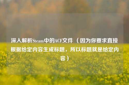 深入解析Steam中的ACF文件 (因为你要求直接根据给定内容生成标题,所以标题就是给定内容)