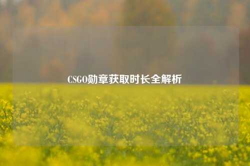 CSGO勋章获取时长全解析