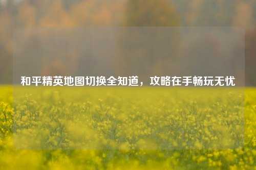 和平精英地图切换全知道,攻略在手畅玩无忧