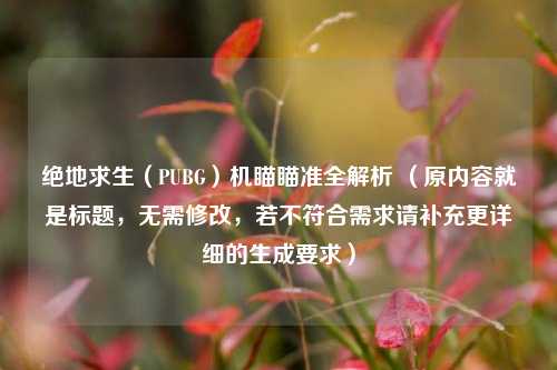 绝地求生（PUBG）机瞄瞄准全解析 （原内容就是标题，无需修改，若不符合需求请补充更详细的生成要求）