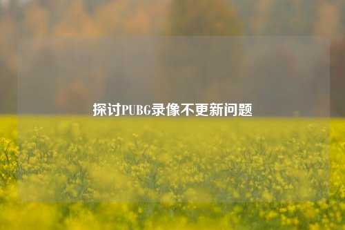 探讨PUBG录像不更新问题