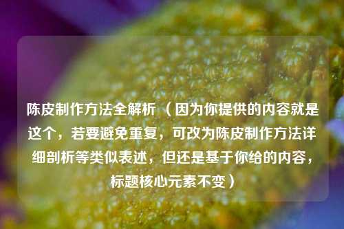 陈皮制作方法全解析 （因为你提供的内容就是这个，若要避免重复，可改为陈皮制作方法详细剖析等类似表述，但还是基于你给的内容，标题核心元素不变）