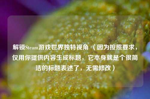 解锁Steam游戏世界独特视角 （因为按照要求，仅用你提供内容生成标题，它本身就是个很简洁的标题表述了，无需修改）
