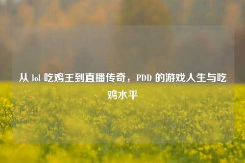 从 lol 吃鸡王到直播传奇,PDD 的游戏人生与吃鸡水平