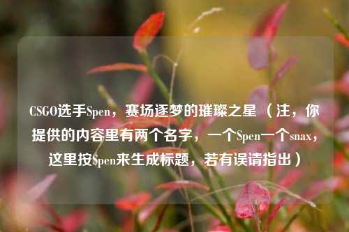 CSGO选手Spen,赛场逐梦的璀璨之星 (注,你提供的内容里有两个名字,一个Spen一个snax,这里按Spen来生成标题,若有误请指出)