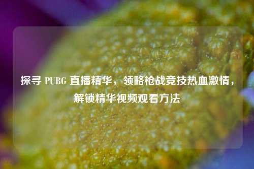 探寻 PUBG 直播精华，领略枪战竞技热血***，解锁精华视频观看方法