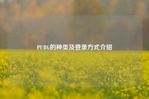 PUBG的种类及登录方式介绍