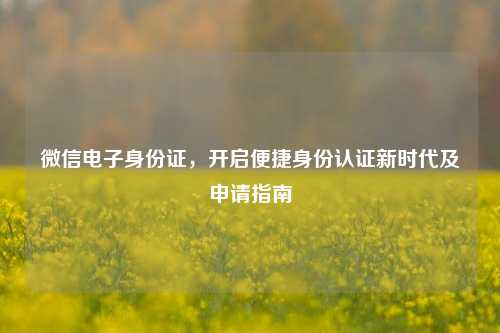 微信电子身份证，开启便捷身份认证新时代及申请指南