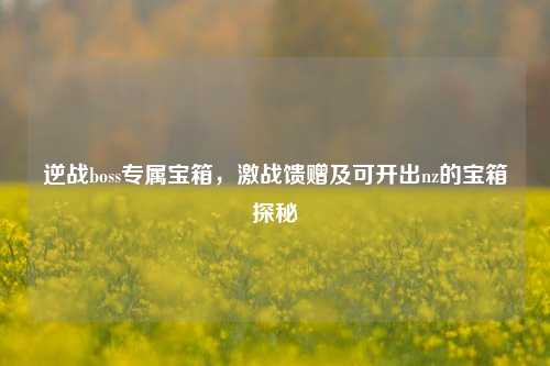 逆战boss专属宝箱,激战馈赠及可开出nz的宝箱探秘