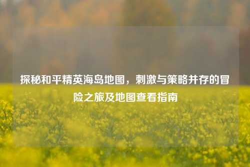 探秘和平精英海岛地图，刺激与策略并存的冒险之旅及地图查看指南