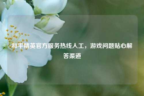 和平精英官方服务热线人工,游戏问题贴心解答渠道