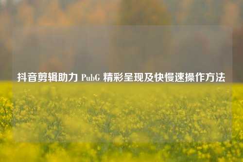 抖音剪辑助力 PubG 精彩呈现及快慢速操作方法