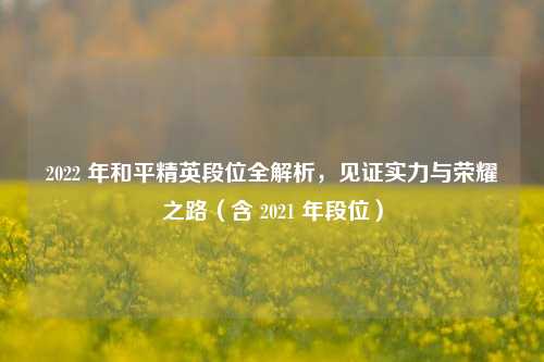 2022 年和平精英段位全解析，见证实力与荣耀之路（含 2021 年段位）