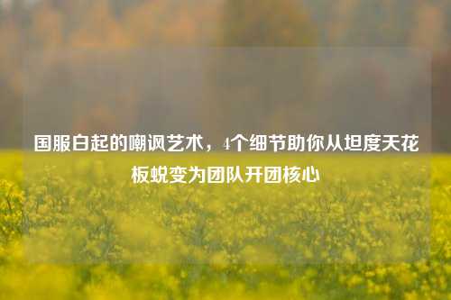 国服白起的嘲讽艺术，4个细节助你从坦度天花板蜕变为团队开团核心