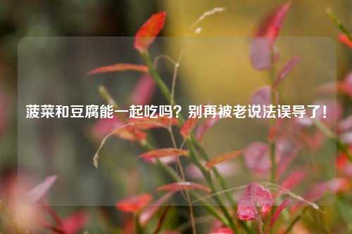 菠菜和豆腐能一起吃吗?别再被老说法误导了!