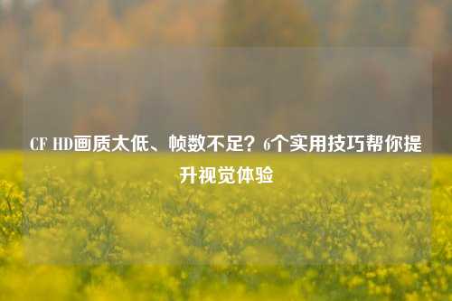 CF HD画质太低、帧数不足?6个实用技巧帮你提升视觉体验