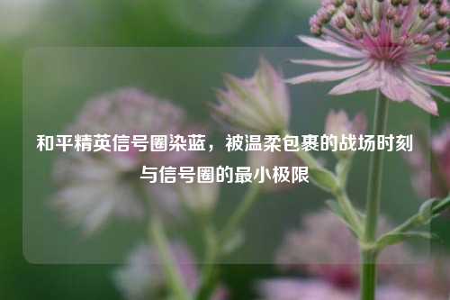 和平精英信号圈染蓝,被温柔包裹的战场时刻与信号圈的最小极限