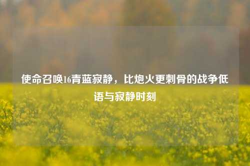 使命召唤16青蓝寂静,比炮火更刺骨的战争低语与寂静时刻