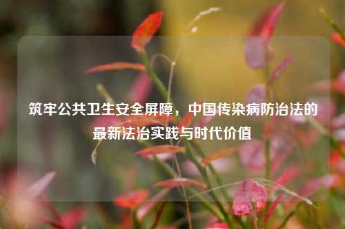 筑牢公共卫生安全屏障，中国传染病防治法的最新法治实践与时代价值