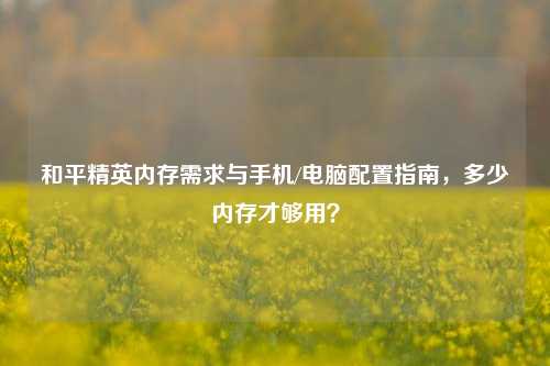 和平精英内存需求与手机/电脑配置指南，多少内存才够用？