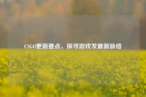 CSGO更新要点，探寻游戏发展新脉络