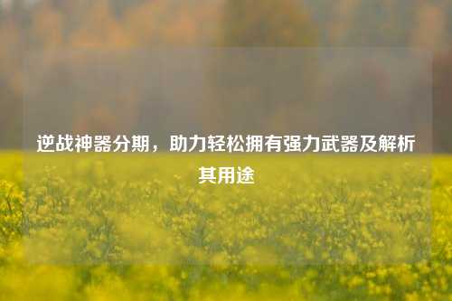 逆战神器分期,助力轻松拥有强力武器及解析其用途