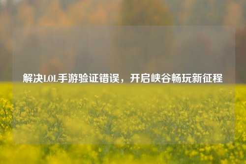 解决LOL手游验证错误,开启峡谷畅玩新征程