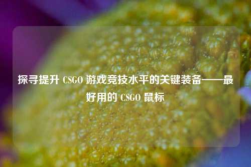 探寻提升 CSGO 游戏竞技水平的关键装备——最好用的 CSGO 鼠标