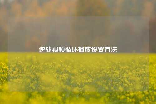 逆战视频循环播放设置方法