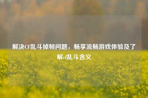 解决CF乱斗掉帧问题,畅享流畅游戏体验及了解cf乱斗含义