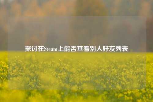 探讨在Steam上能否查看别人好友列表