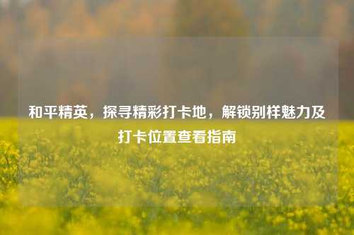 和平精英,探寻精彩打卡地,解锁别样魅力及打卡位置查看指南